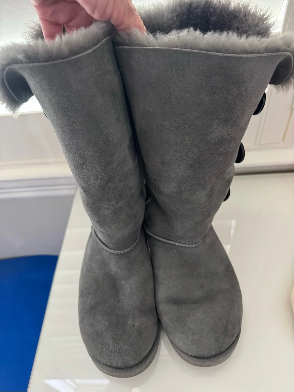 UGG Gray Bailey 3-Button tall shearling Boots - Women’s size 9